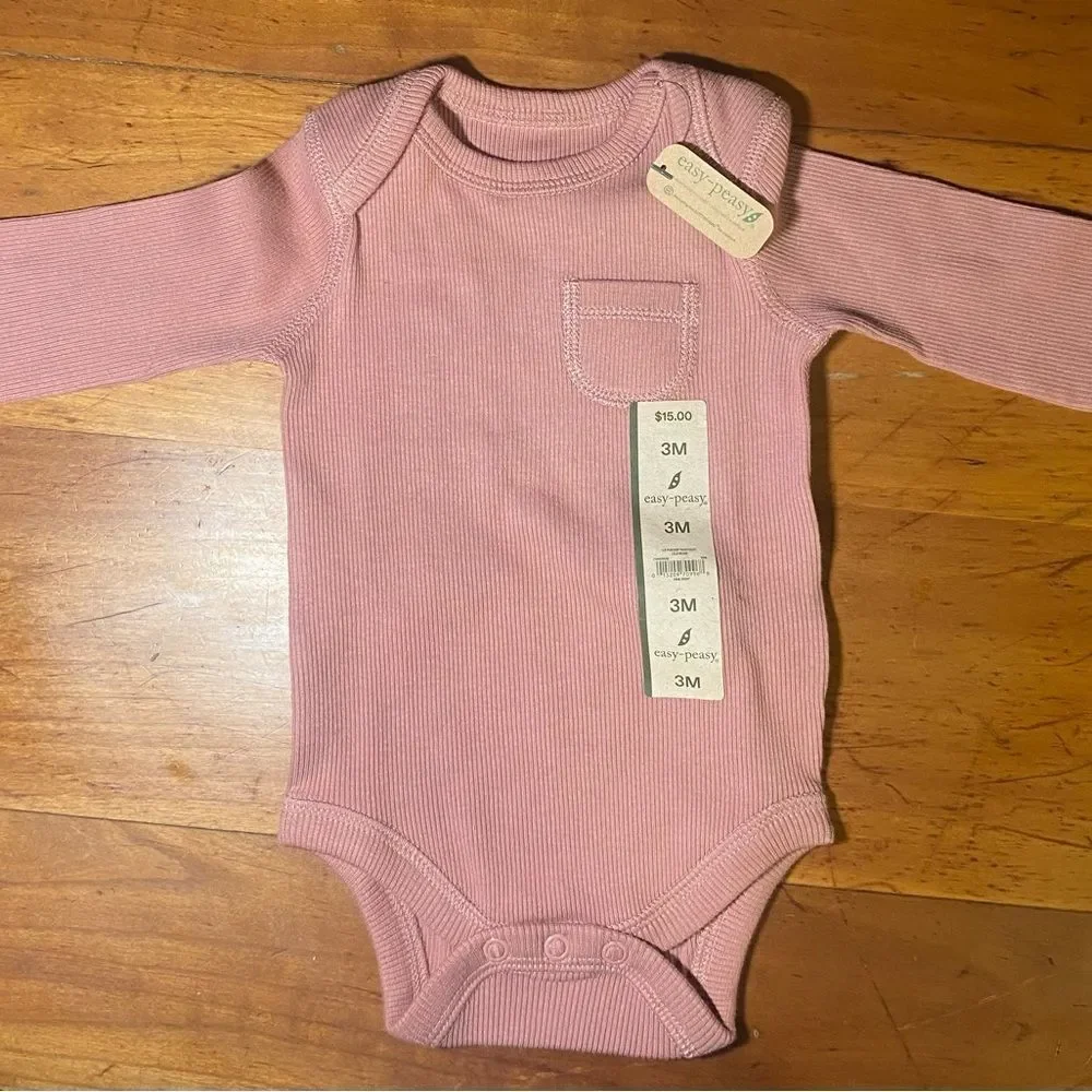 Baby Pink Long‎ Sleeve Onesie